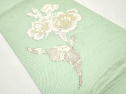 平和屋着物＊夏物　九寸開き名古屋帯　草花文　金銀糸　正絹　逸品　CABI8551tx
