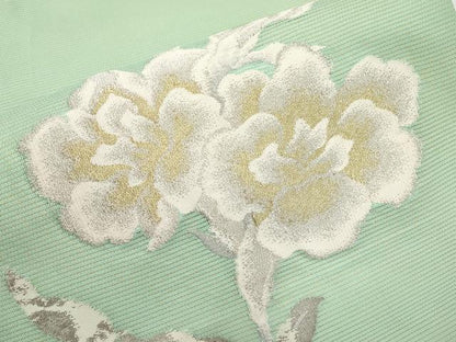 平和屋着物＊夏物　九寸開き名古屋帯　草花文　金銀糸　正絹　逸品　CABI8551tx