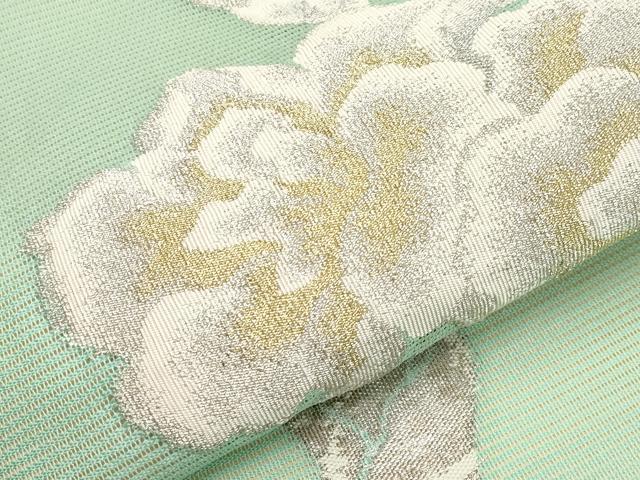 平和屋着物＊夏物　九寸開き名古屋帯　草花文　金銀糸　正絹　逸品　CABI8551tx