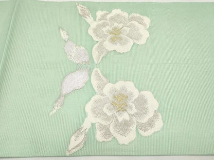 平和屋着物＊夏物　九寸開き名古屋帯　草花文　金銀糸　正絹　逸品　CABI8551tx