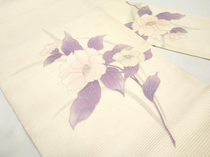 平和屋着物＊夏物　中国三大刺繍　相良刺繍　九寸名古屋帯　枝花文　銀糸　正絹　逸品　CABI8552tx