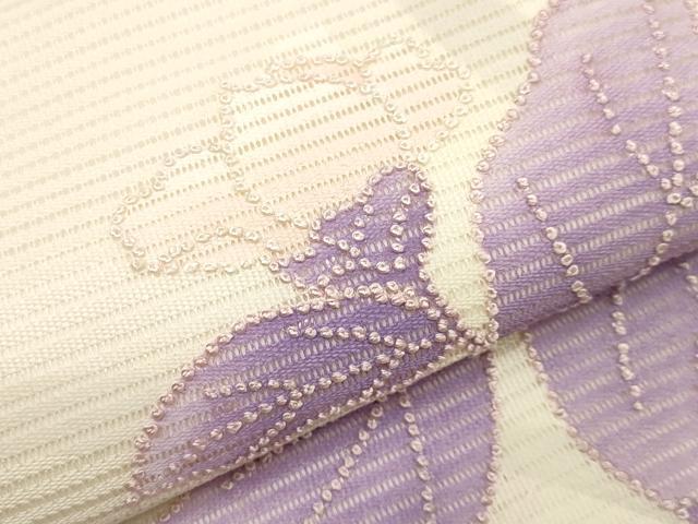 平和屋着物＊夏物　中国三大刺繍　相良刺繍　九寸名古屋帯　枝花文　銀糸　正絹　逸品　CABI8552tx