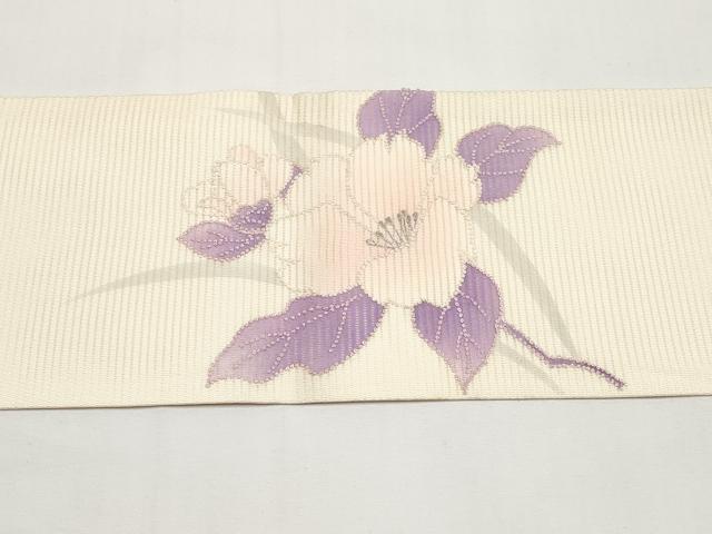 平和屋着物＊夏物　中国三大刺繍　相良刺繍　九寸名古屋帯　枝花文　銀糸　正絹　逸品　CABI8552tx