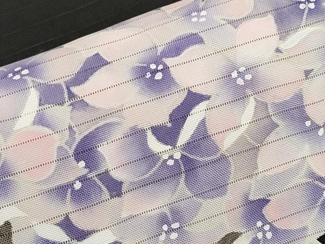 平和屋着物＊夏物　絽塩瀬　九寸名古屋帯　手描き　紫陽花　黒地　正絹　逸品　CABI8554tx