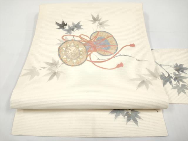 平和屋着物＊夏物　英王室献上友禅作家　木下勝功　九寸名古屋帯　鼓　金銀彩　正絹　逸品　CABI8555tx
