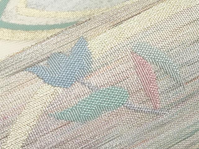 平和屋着物＊夏物　九寸名古屋帯　草花文　金糸　正絹　逸品　CABI8556tx