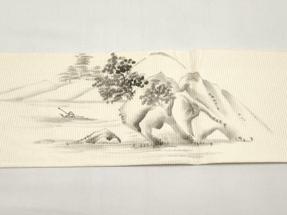 平和屋着物＊夏物　九寸名古屋帯　作家物　手描き　水辺風景文　正絹　逸品　CABI8557tx