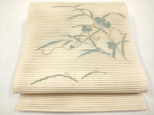 平和屋着物＊夏物　八寸名古屋帯　絽綴れ　枝葉文　金銀糸　正絹　逸品　CABI8558tx