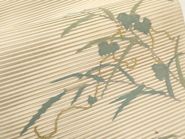 平和屋着物＊夏物　八寸名古屋帯　絽綴れ　枝葉文　金銀糸　正絹　逸品　CABI8558tx