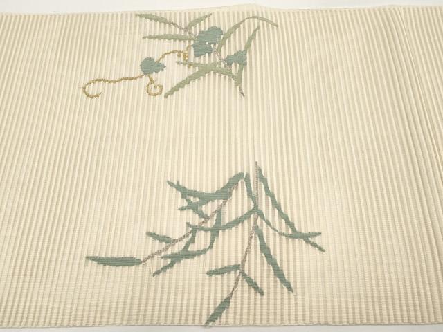 平和屋着物＊夏物　八寸名古屋帯　絽綴れ　枝葉文　金銀糸　正絹　逸品　CABI8558tx