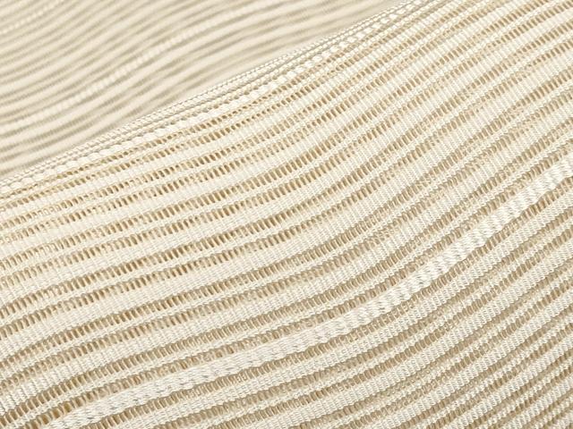 平和屋着物＊夏物　八寸名古屋帯　絽綴れ　よろけ縞　練色　正絹　逸品　CABI8559tx