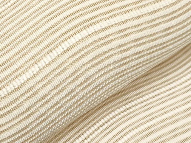 平和屋着物＊夏物　八寸名古屋帯　絽綴れ　よろけ縞　練色　正絹　逸品　CABI8559tx