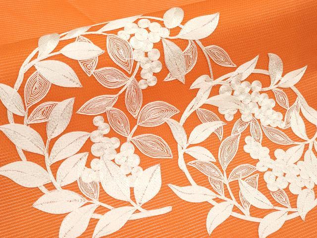 平和屋着物＊夏物　九寸名古屋帯　総刺繍　南天丸文　正絹　逸品　CABI8560tx