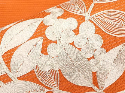 平和屋着物＊夏物　九寸名古屋帯　総刺繍　南天丸文　正絹　逸品　CABI8560tx