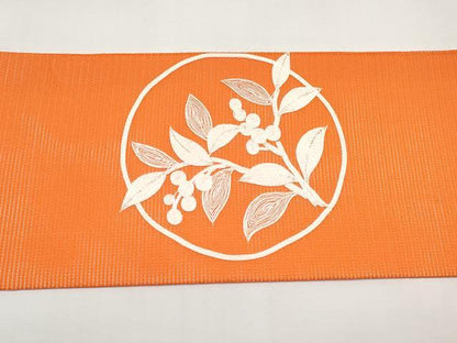 平和屋着物＊夏物　九寸名古屋帯　総刺繍　南天丸文　正絹　逸品　CABI8560tx