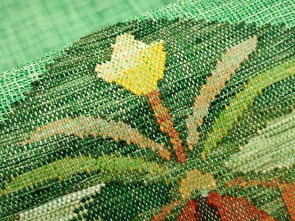 平和屋着物＊夏物　八寸名古屋帯　草花菱文　正絹　逸品　CABI8565tx