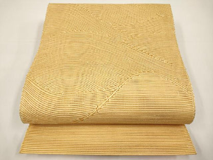 平和屋着物＊夏物　八寸名古屋帯　重ね山文　萱草色　正絹　逸品　CABI8566tx