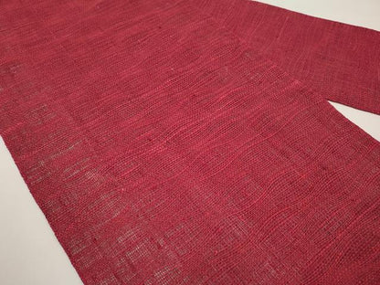 平和屋着物＊夏物　八寸名古屋帯　よろけ縞　濃紅色　正絹　逸品　CABI8568tx