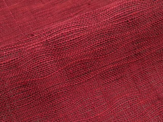 平和屋着物＊夏物　八寸名古屋帯　よろけ縞　濃紅色　正絹　逸品　CABI8568tx