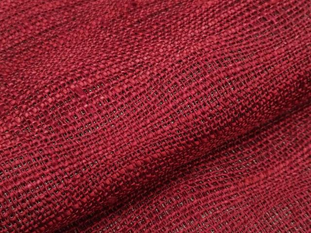 平和屋着物＊夏物　八寸名古屋帯　よろけ縞　濃紅色　正絹　逸品　CABI8568tx