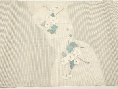 平和屋着物＊夏物　八寸名古屋帯　絽綴れ　流水枝花文　金銀糸　正絹　逸品　CABI8569tx