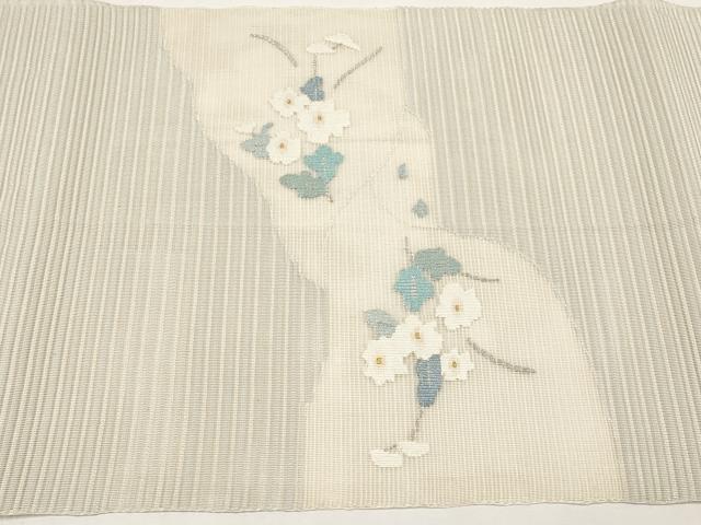 平和屋着物＊夏物　八寸名古屋帯　絽綴れ　流水枝花文　金銀糸　正絹　逸品　CABI8569tx