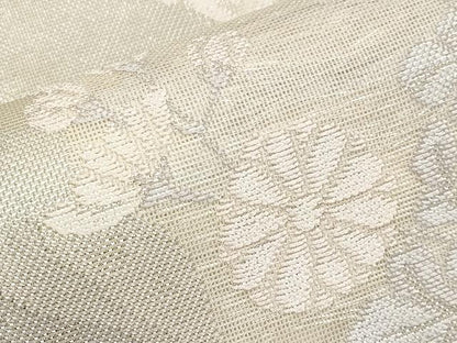 平和屋着物＊夏物　六通柄袋帯　道長草花文　銀糸　正絹　逸品　CABI8573tx