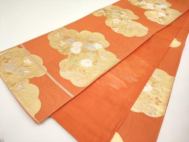 平和屋着物＊夏物　六通柄袋帯　雲取り枝花文　金銀糸　正絹　逸品　CABI8574tx