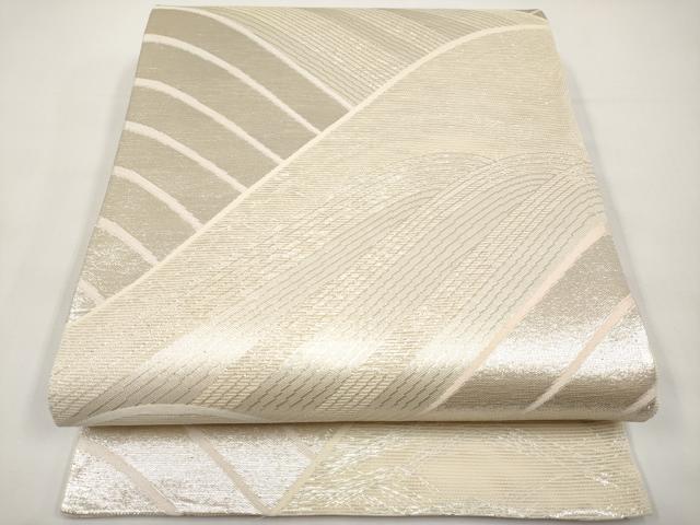 平和屋着物＊夏物　太鼓柄袋帯　遠山文　銀糸　正絹　逸品　CABI8576tx