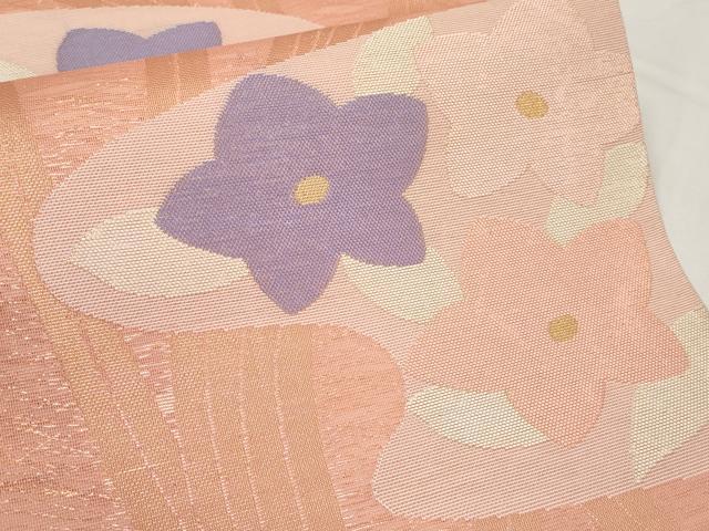 平和屋着物＊夏物　六通柄袋帯　草花文　金糸　正絹　逸品　CABI8577tx