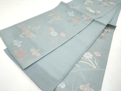 平和屋着物＊夏物　六通柄袋帯　草花文　金糸　正絹　逸品　CABI8578tx