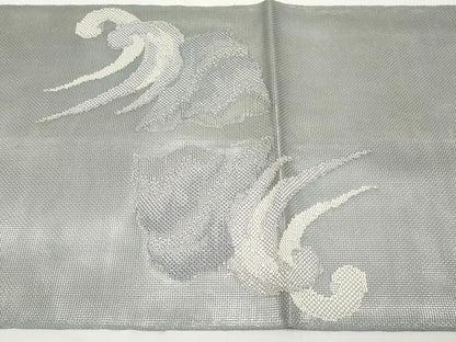 平和屋着物＊夏物　太鼓柄袋帯　立波文　銀糸　正絹　逸品　CABI8590tx