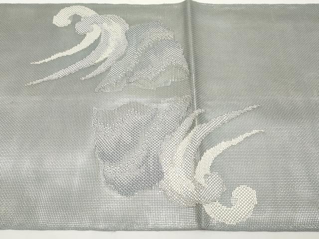 平和屋着物＊夏物　太鼓柄袋帯　立波文　銀糸　正絹　逸品　CABI8590tx