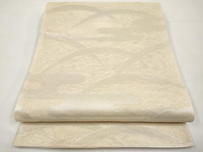 平和屋着物＊夏物　六通柄袋帯　霞芝草文　銀糸　正絹　逸品　未使用　CABI8592tx