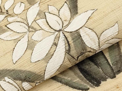 平和屋着物＊夏物　九寸開き名古屋帯　手描き　草花文　麻　逸品　CABI8594tx