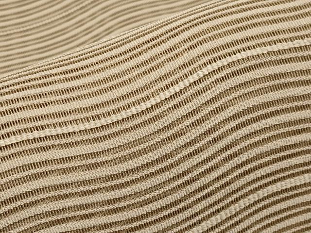 平和屋着物＊夏物　八寸名古屋帯　絽綴れ　よろけ縞　柴染色　正絹　逸品　未使用　CABI8596tx