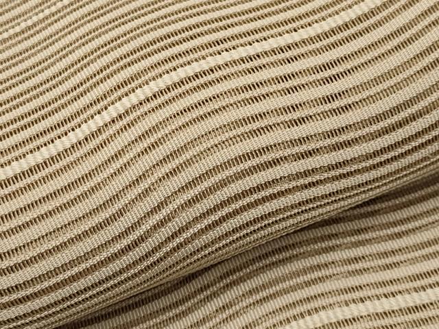 平和屋着物＊夏物　八寸名古屋帯　絽綴れ　よろけ縞　柴染色　正絹　逸品　未使用　CABI8596tx