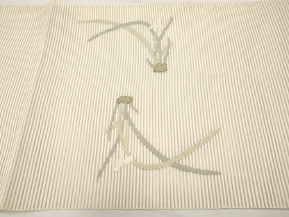 平和屋着物＊夏物　八寸名古屋帯　絽綴れ　草花文　金糸　正絹　逸品　CABI8597tx