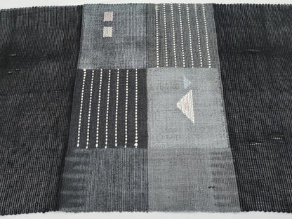 平和屋着物＊夏物　八寸名古屋帯　色紙抽象文　黒地　正絹　逸品　CABI8600tx