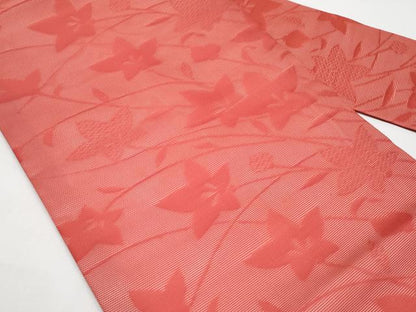 平和屋着物＊夏物　九寸名古屋帯　桔梗　赤紅色　正絹　逸品　CABI8601tx