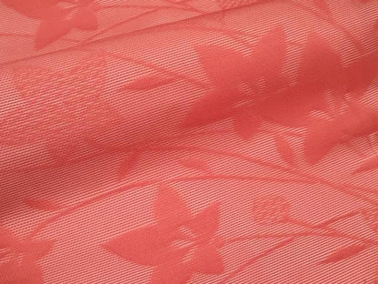 平和屋着物＊夏物　九寸名古屋帯　桔梗　赤紅色　正絹　逸品　CABI8601tx