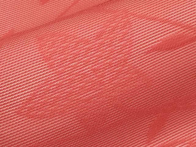 平和屋着物＊夏物　九寸名古屋帯　桔梗　赤紅色　正絹　逸品　CABI8601tx