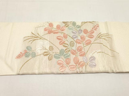 平和屋着物＊夏物　九寸名古屋帯　唐織　萩文　金糸　正絹　逸品　CABI8604tx