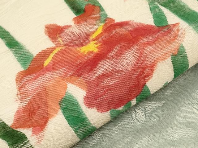 平和屋着物＊夏物　九寸開き名古屋帯　杜若　正絹　逸品　CABI8607tx