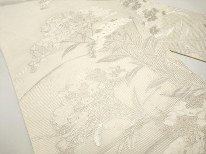 平和屋着物＊夏物　九寸名古屋帯　紫陽花　銀糸　正絹　逸品　CABI8611tx
