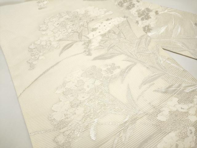 平和屋着物＊夏物　九寸名古屋帯　紫陽花　銀糸　正絹　逸品　CABI8611tx