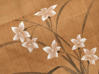 平和屋着物＊夏物　九寸名古屋帯　手描き　桔梗　麻　逸品　CABI8612tx