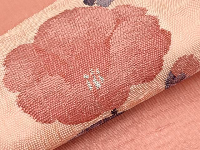 平和屋着物＊夏物　九寸名古屋帯　枝椿文　正絹　逸品　CABI8613tx