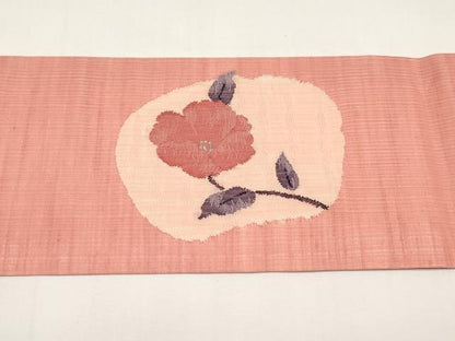 平和屋着物＊夏物　九寸名古屋帯　枝椿文　正絹　逸品　CABI8613tx