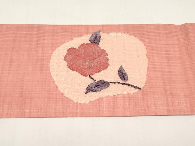 平和屋着物＊夏物　九寸名古屋帯　枝椿文　正絹　逸品　CABI8613tx